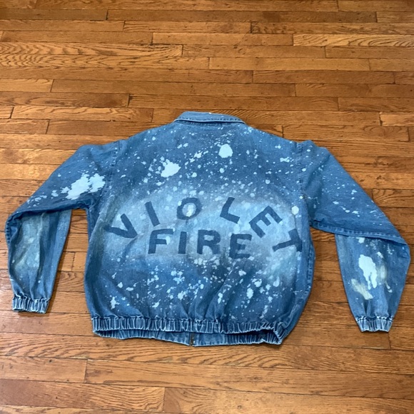 🔥Vintage 90s WEK Boxy Blue Acid Wash Denim Zip up Jacket w/ Pockets Size XL - Picture 4 of 4